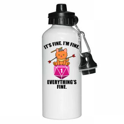 Everything's Fine Cute Cat DnD Aluminum Water Bottle