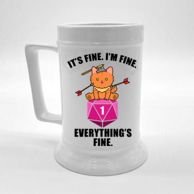 Everything's Fine Cute Cat DnD Beer Stein