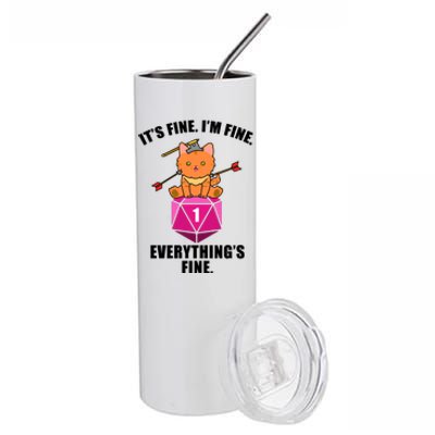 Everything's Fine Cute Cat DnD Stainless Steel Tumbler