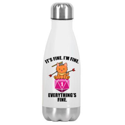 Everything's Fine Cute Cat DnD Stainless Steel Insulated Water Bottle