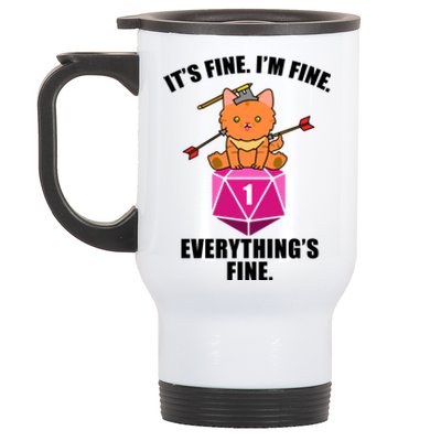 Everything's Fine Cute Cat DnD Stainless Steel Travel Mug