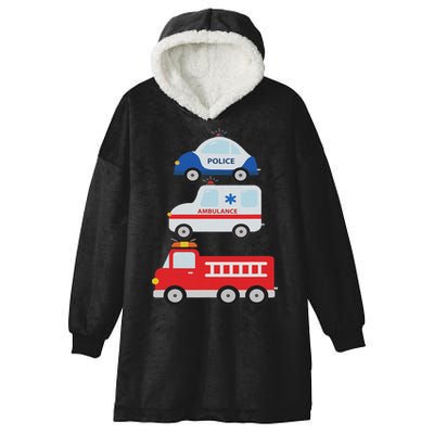 Emergency Vehicles Fire Truck Police Car Ambulance Cars Hooded Wearable Blanket