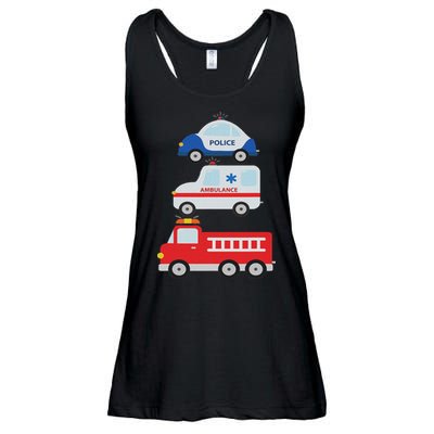 Emergency Vehicles Fire Truck Police Car Ambulance Cars Ladies Essential Flowy Tank