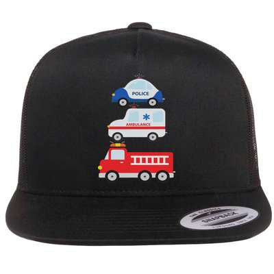 Emergency Vehicles Fire Truck Police Car Ambulance Cars Flatbill Hat