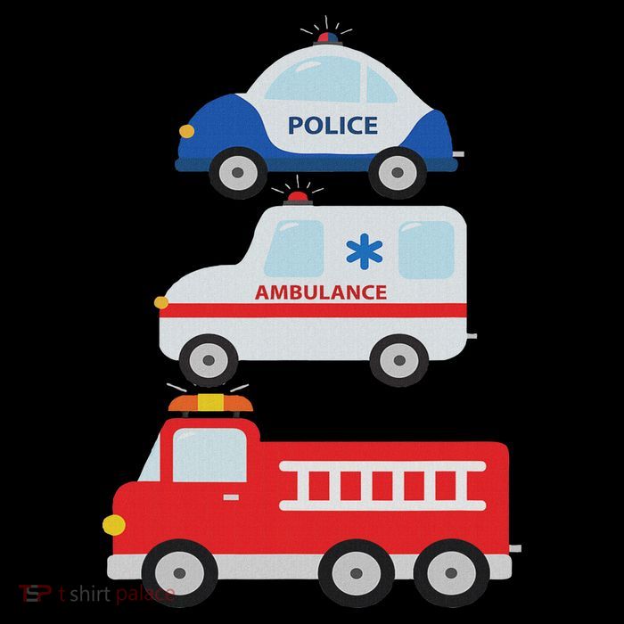 Emergency Vehicles Fire Truck Police Car Ambulance Cars Flatbill Hat