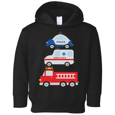 Emergency Vehicles Fire Truck Police Car Ambulance Cars Toddler Hoodie