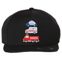 Emergency Vehicles Fire Truck Police Car Ambulance Cars Wool Snapback Cap