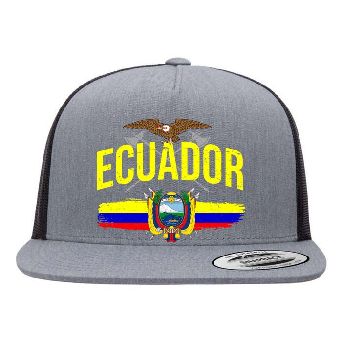 Ecuador Vintage Flag Flat Bill Trucker Hat