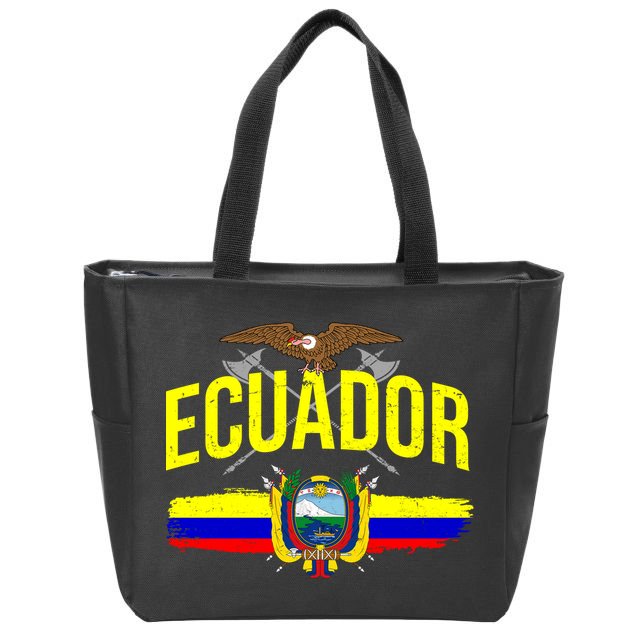 Ecuador Vintage Flag Zip Tote Bag