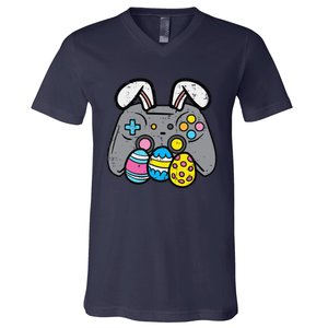 Easter Video Game Bunny Eggs Gaming Gamern V-Neck T-Shirt