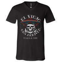 El Viejo Has Arrived Tequila Time Vintage V-Neck T-Shirt