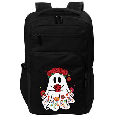 Espooky Vibes Halloween Ghost Mexican Concha Spooky Mama Gift Impact Tech Backpack
