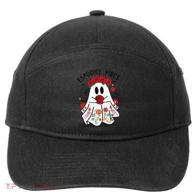 Espooky Vibes Halloween Ghost Mexican Concha Spooky Mama Gift 7-Panel Snapback Hat