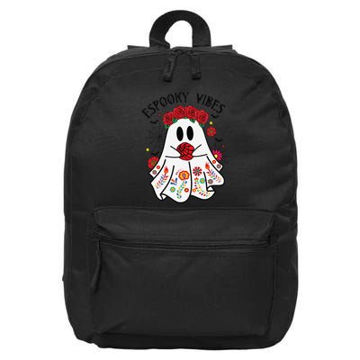 Espooky Vibes Halloween Ghost Mexican Concha Spooky Mama Gift 16 in Basic Backpack