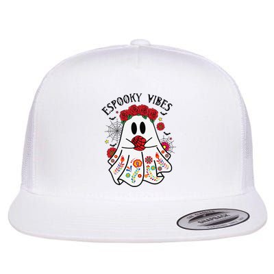Espooky Vibes Halloween Ghost Mexican Concha Spooky Mama Gift Flatbill Hat
