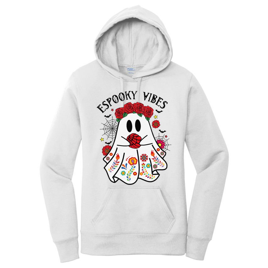 Espooky Vibes Halloween Ghost Mexican Concha Spooky Mama Gift Women's Pullover Hoodie