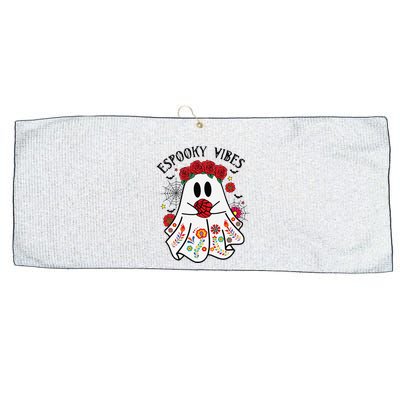 Espooky Vibes Halloween Ghost Mexican Concha Spooky Mama Gift Large Microfiber Waffle Golf Towel