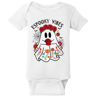 Espooky Vibes Halloween Ghost Mexican Concha Spooky Mama Gift Baby Bodysuit