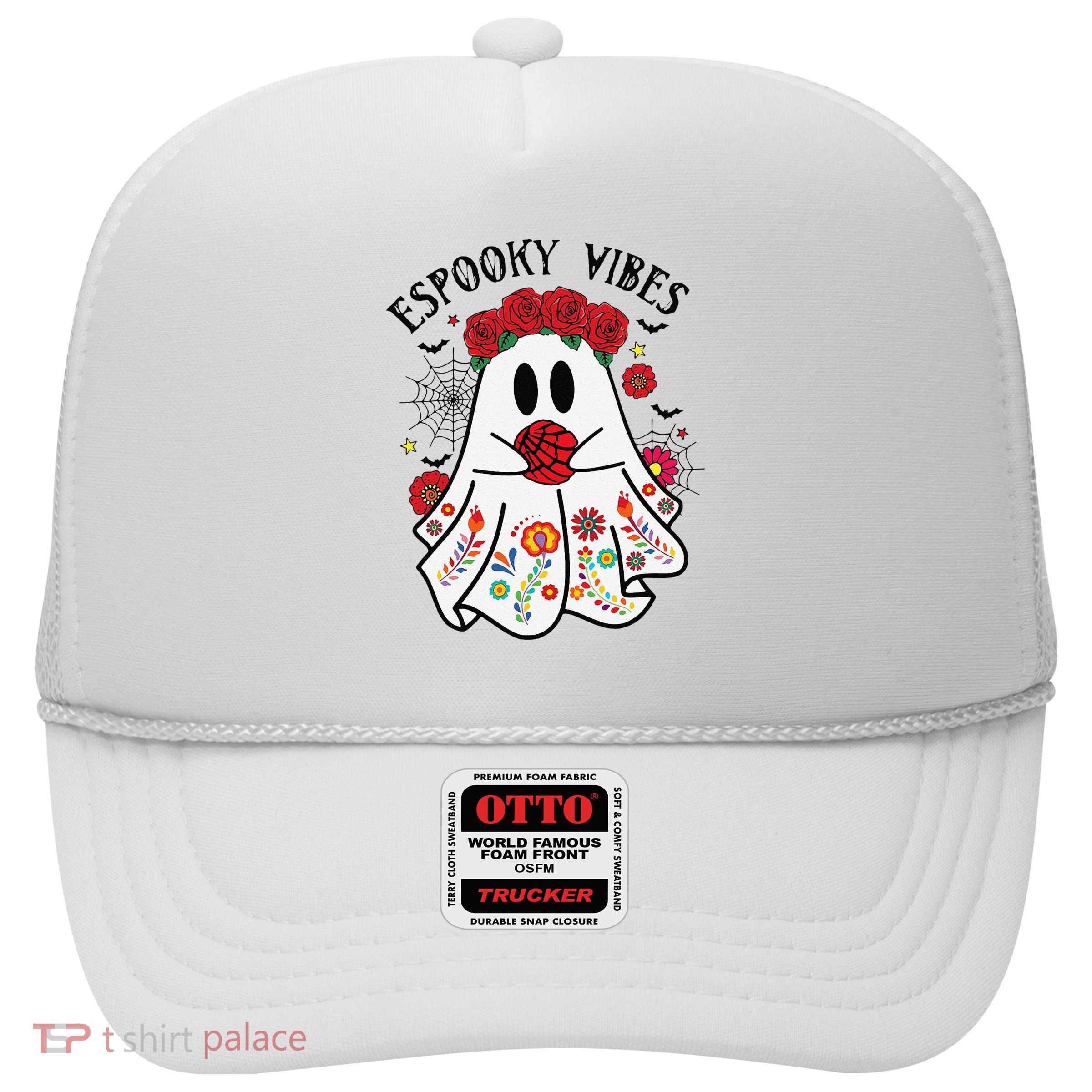 Espooky Vibes Halloween Ghost Mexican Concha Spooky Mama Gift Trucker Hat