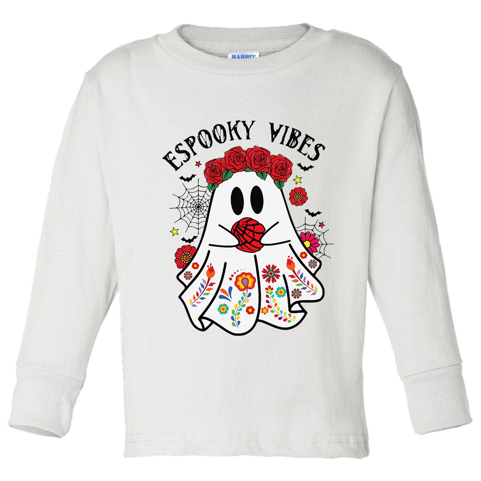 Espooky Vibes Halloween Ghost Mexican Concha Spooky Mama Gift Toddler Long Sleeve Shirt