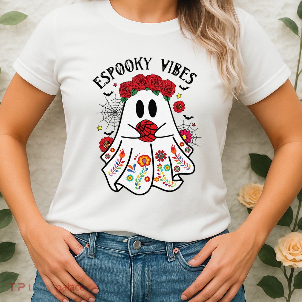 Espooky Vibes Halloween Ghost Mexican Concha Spooky Mama Gift Womens T-Shirt