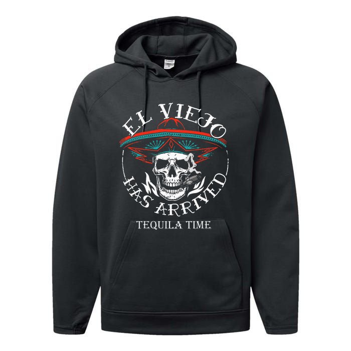 El Viejo Has Arrived Tequila Time Vintage Performance Fleece Hoodie