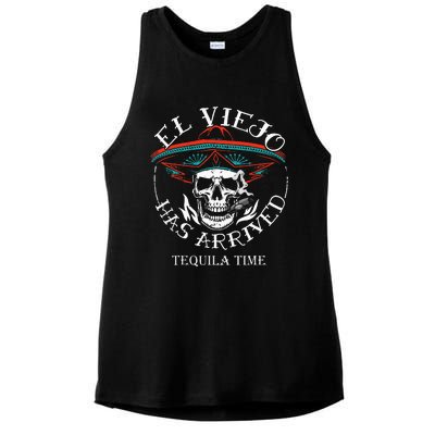 El Viejo Has Arrived Tequila Time Vintage Ladies PosiCharge Tri-Blend Wicking Tank