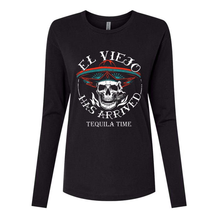 El Viejo Has Arrived Tequila Time Vintage Womens Cotton Relaxed Long Sleeve T-Shirt