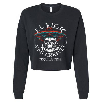 El Viejo Has Arrived Tequila Time Vintage Cropped Pullover Crew