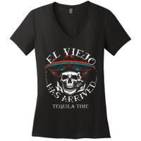 El Viejo Has Arrived Tequila Time Vintage Women's V-Neck T-Shirt