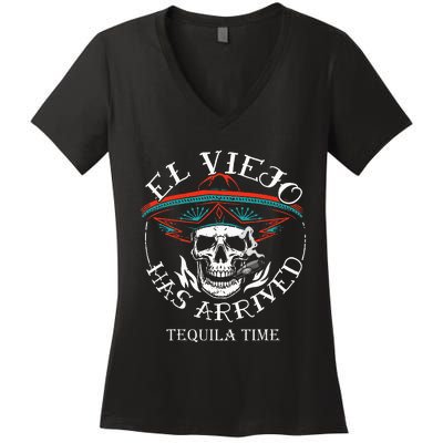 El Viejo Has Arrived Tequila Time Vintage Women's V-Neck T-Shirt