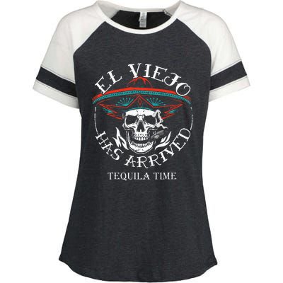 El Viejo Has Arrived Tequila Time Vintage Enza Ladies Jersey Colorblock Tee