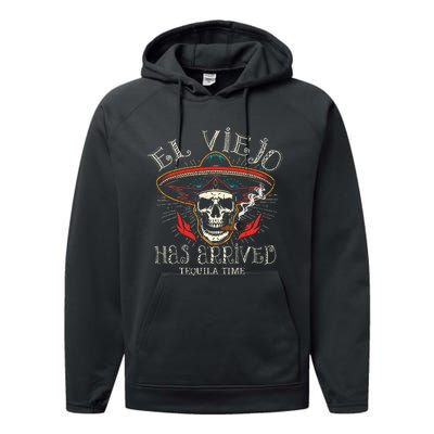 El Viejo Has Arrived Tequila Time Vintage Performance Fleece Hoodie