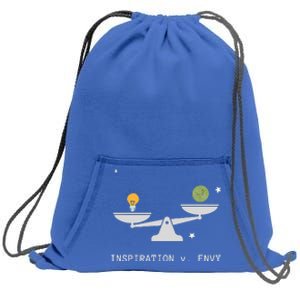 Envy Vs. Inspiration Motivational Confidence Fitness Workout Sweatshirt Cinch Pack Bag