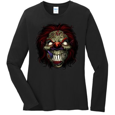 Evil Clown Smiling Ladies Long Sleeve Shirt