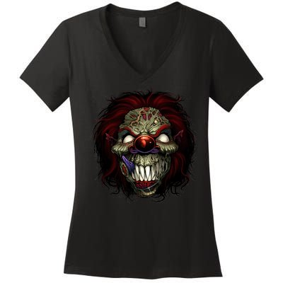 Evil Clown Smiling Women's V-Neck T-Shirt