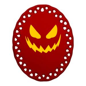 Evil Pumpkin Face Ceramic Oval Ornament