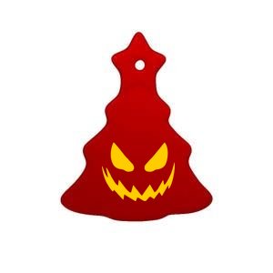 Evil Pumpkin Face Ceramic Tree Ornament