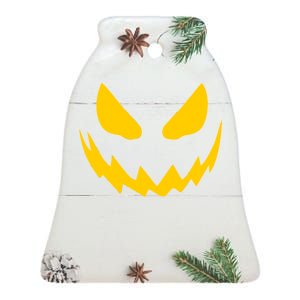 Evil Pumpkin Face Ceramic Bell Ornament