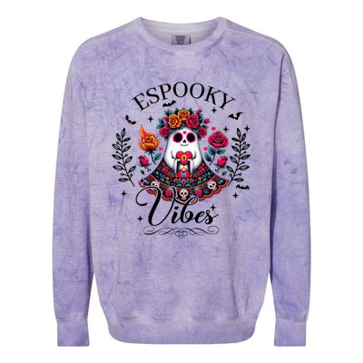 Espooky Vibes Mexican Ghost Spooky Conchas Flowers Halloween Meaningful Gift Colorblast Crewneck Sweatshirt