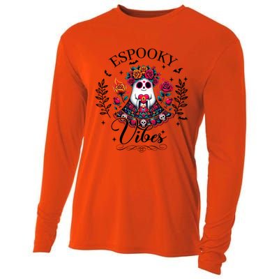 Espooky Vibes Mexican Ghost Spooky Conchas Flowers Halloween Meaningful Gift Cooling Performance Long Sleeve Crew