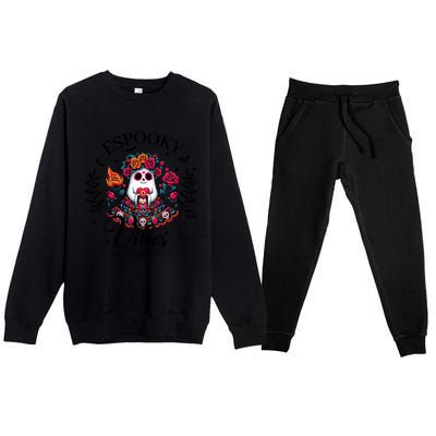 Espooky Vibes Mexican Ghost Spooky Conchas Flowers Halloween Meaningful Gift Premium Crewneck Sweatsuit Set