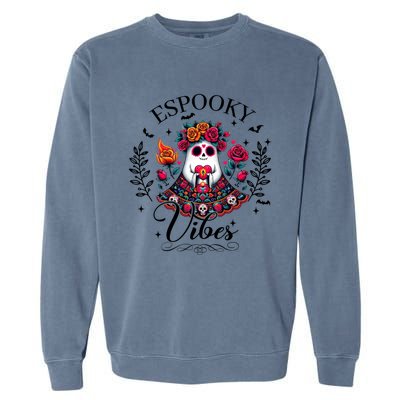 Espooky Vibes Mexican Ghost Spooky Conchas Flowers Halloween Meaningful Gift Garment-Dyed Sweatshirt