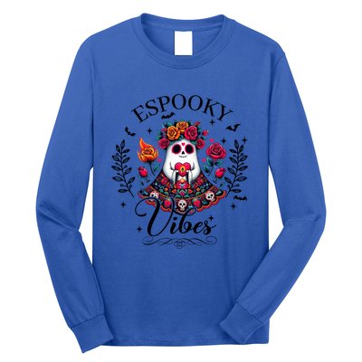 Espooky Vibes Mexican Ghost Spooky Conchas Flowers Halloween Meaningful Gift Long Sleeve Shirt