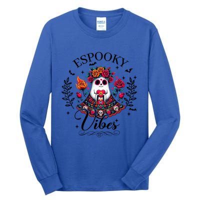 Espooky Vibes Mexican Ghost Spooky Conchas Flowers Halloween Meaningful Gift Tall Long Sleeve T-Shirt