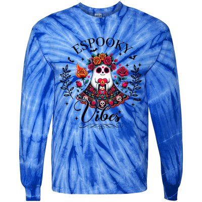 Espooky Vibes Mexican Ghost Spooky Conchas Flowers Halloween Meaningful Gift Tie-Dye Long Sleeve Shirt