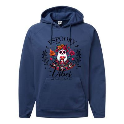 Espooky Vibes Mexican Ghost Spooky Conchas Flowers Halloween Meaningful Gift Performance Fleece Hoodie