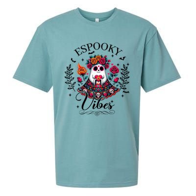 Espooky Vibes Mexican Ghost Spooky Conchas Flowers Halloween Meaningful Gift Sueded Cloud Jersey T-Shirt