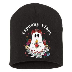 Espooky Vibes Maestra Halloween Spanish Mexican Teacher Gift Short Acrylic Beanie