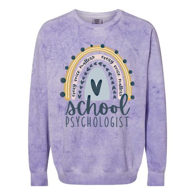 Every Voice Matters Rainbow Psych School Psychologist Funny Gift Colorblast Crewneck Sweatshirt